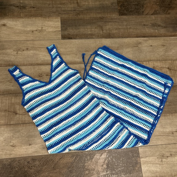 My Beachy Side crochet blue and white striped dress - Picture 4 of 5